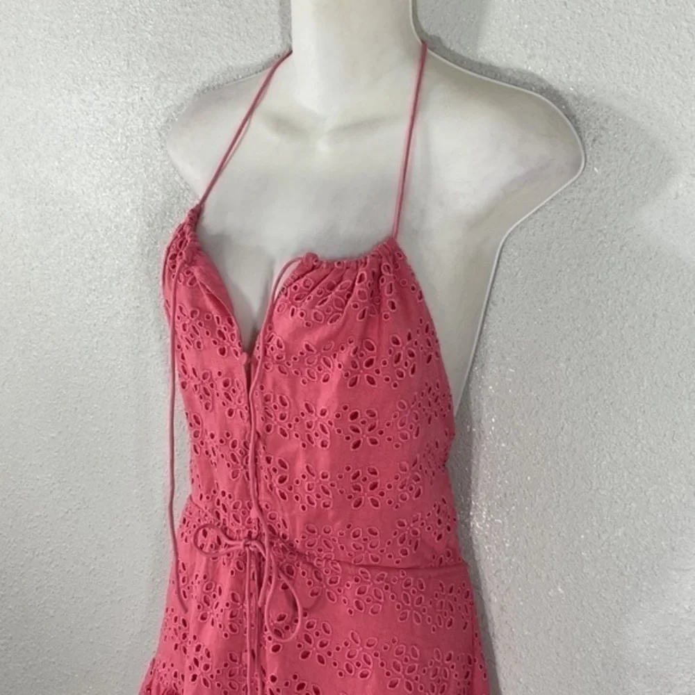 NWT J . Crew pink Anguilla mini halter dress in eyelet O24